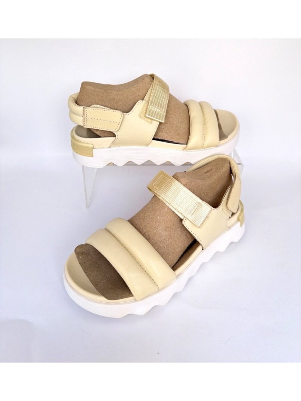 Sorel Viibe Sandals Honey Beige White Women Platforms Size 6.5